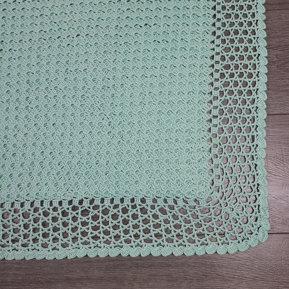 TEAL knitted rectangular baby blanket - Picture 8 of 13